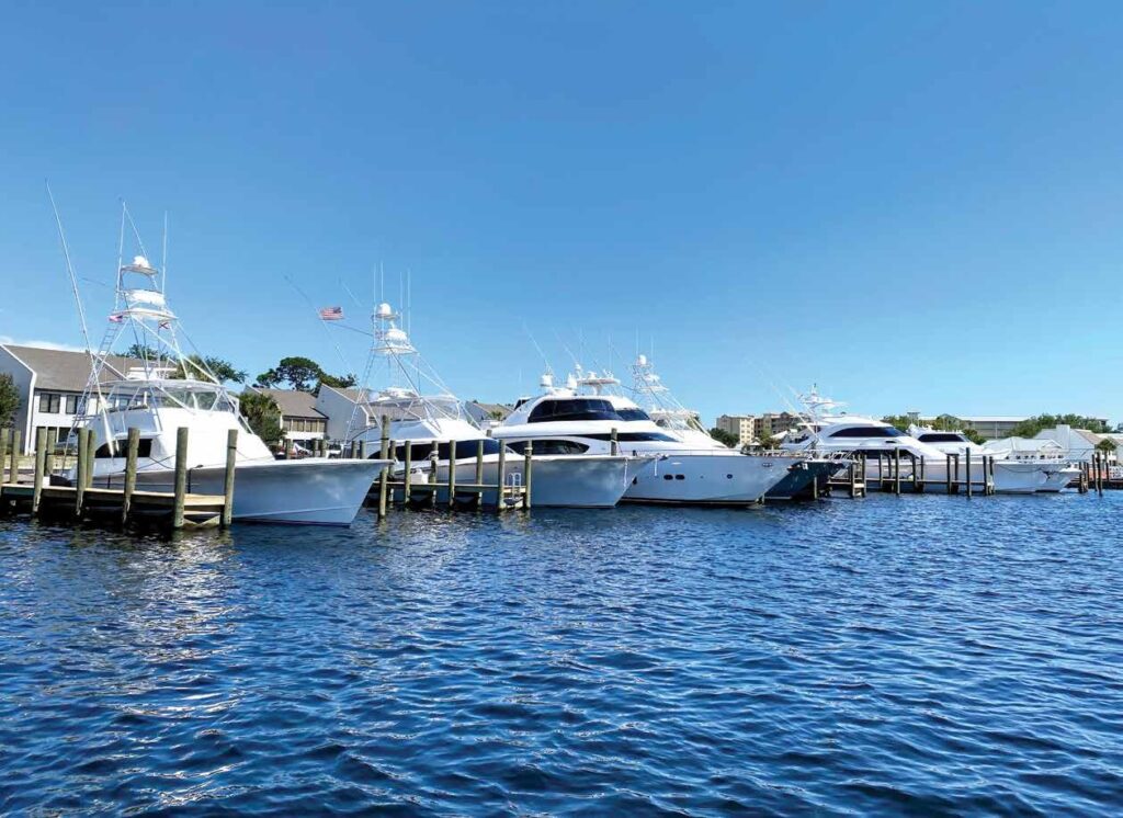 Luxury boats docked at Point South Marina - Bay Point