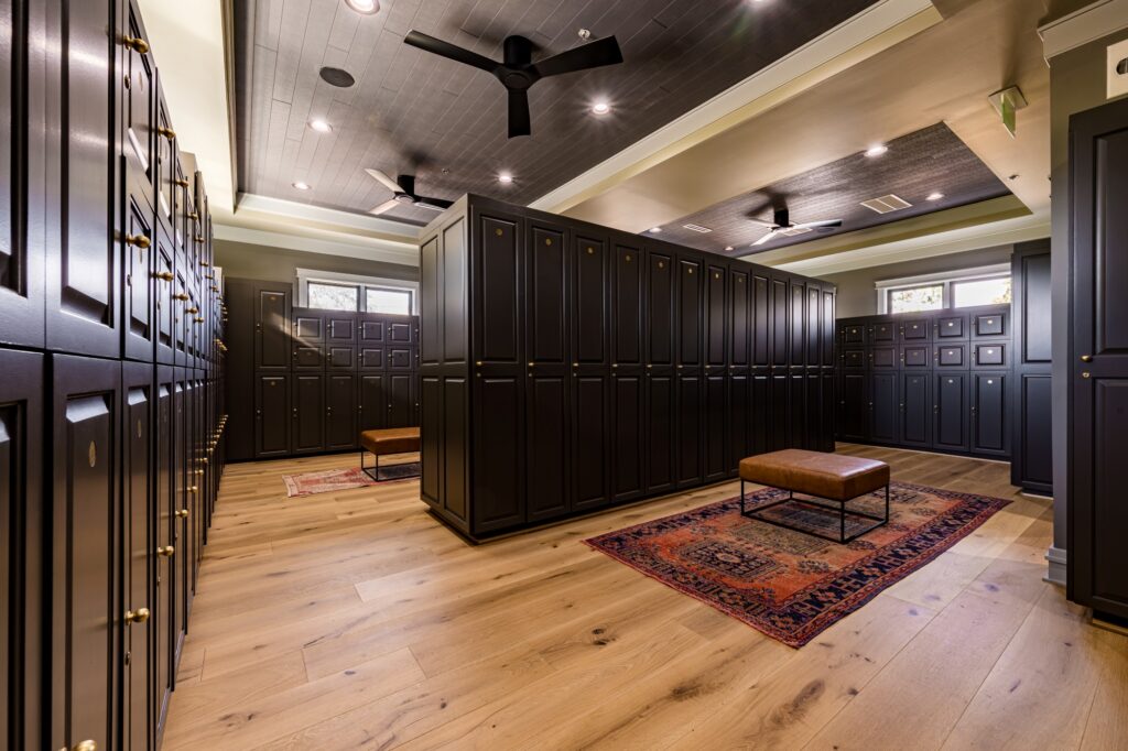 The men's locker room inside the Shark's Tooth Clubhouse
